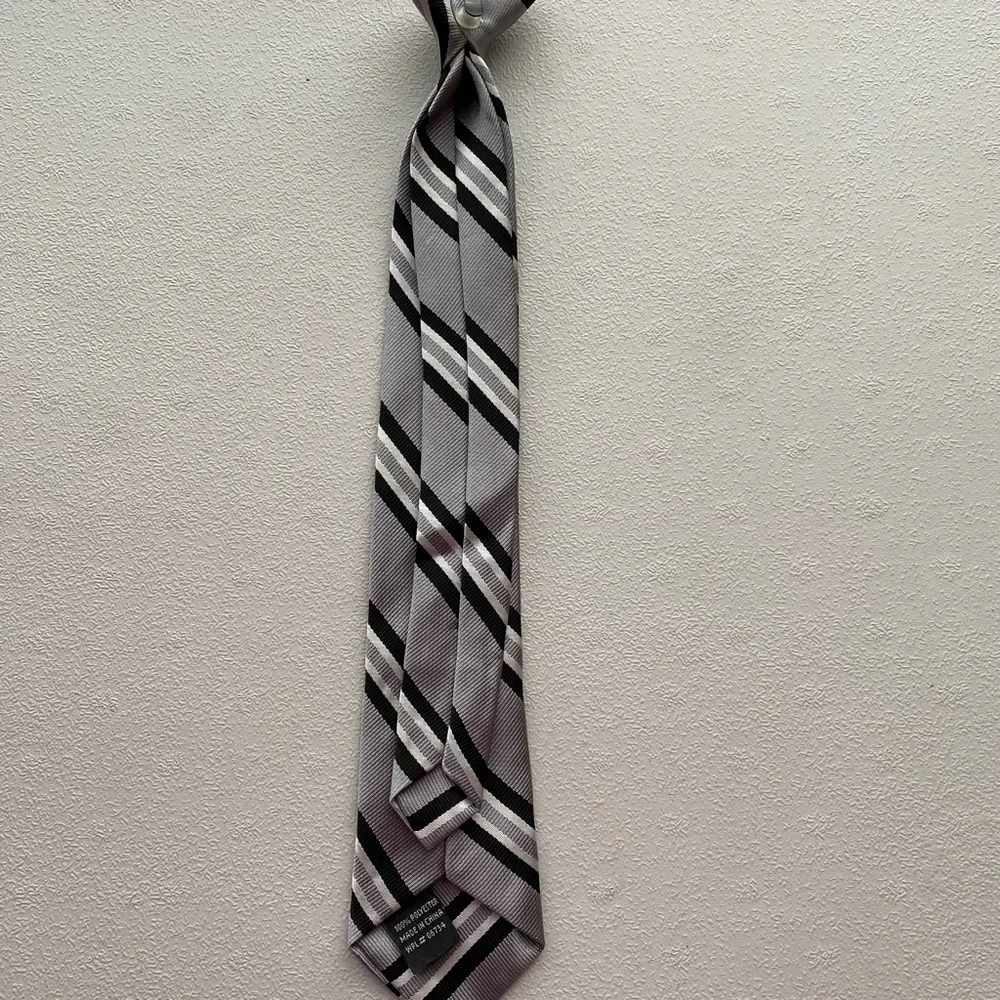 Kids Striped Gray Clip On Tie